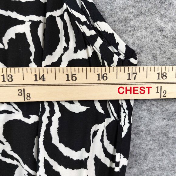 LOFT Jumpsuit Womens Small Black White Sleeveless Wide Leg Pocket Belt Viscose - Picture 4 of 14